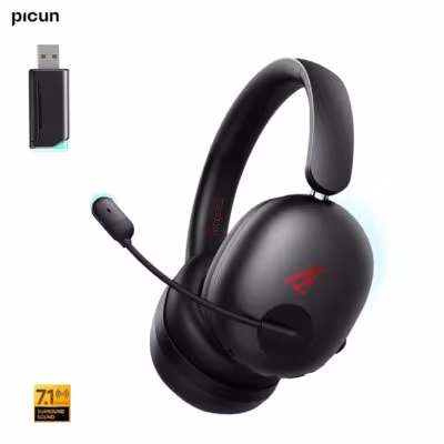 Casque de jeu sans fil Picun UG-10A avec microphone, son 7.1 et Bluetooth 6.0