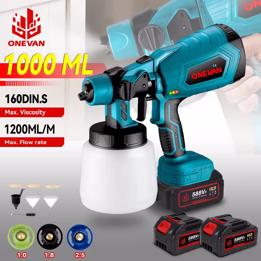 1000ML Cordless Electric Spray Paint Sprayer For Furniture 1500W Makita 18V