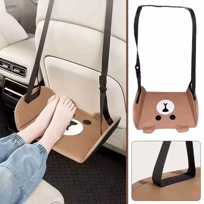 Reposapiés portátil para asiento trasero de coche con soporte ajustable