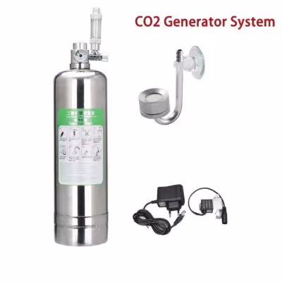 Akvariumo CO2 generatoriaus sistema su nerūdijančiu plienu žuvims ir augalams