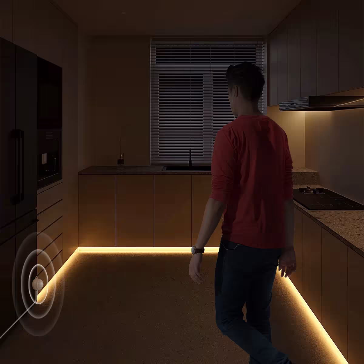 judesio jutiklis LED juostelė