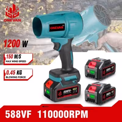 1200W Turbo Ventilatore Elettrico Jet Fan 150M/S Soffiatore d'Aria per Asciugatura Auto Makita 18V