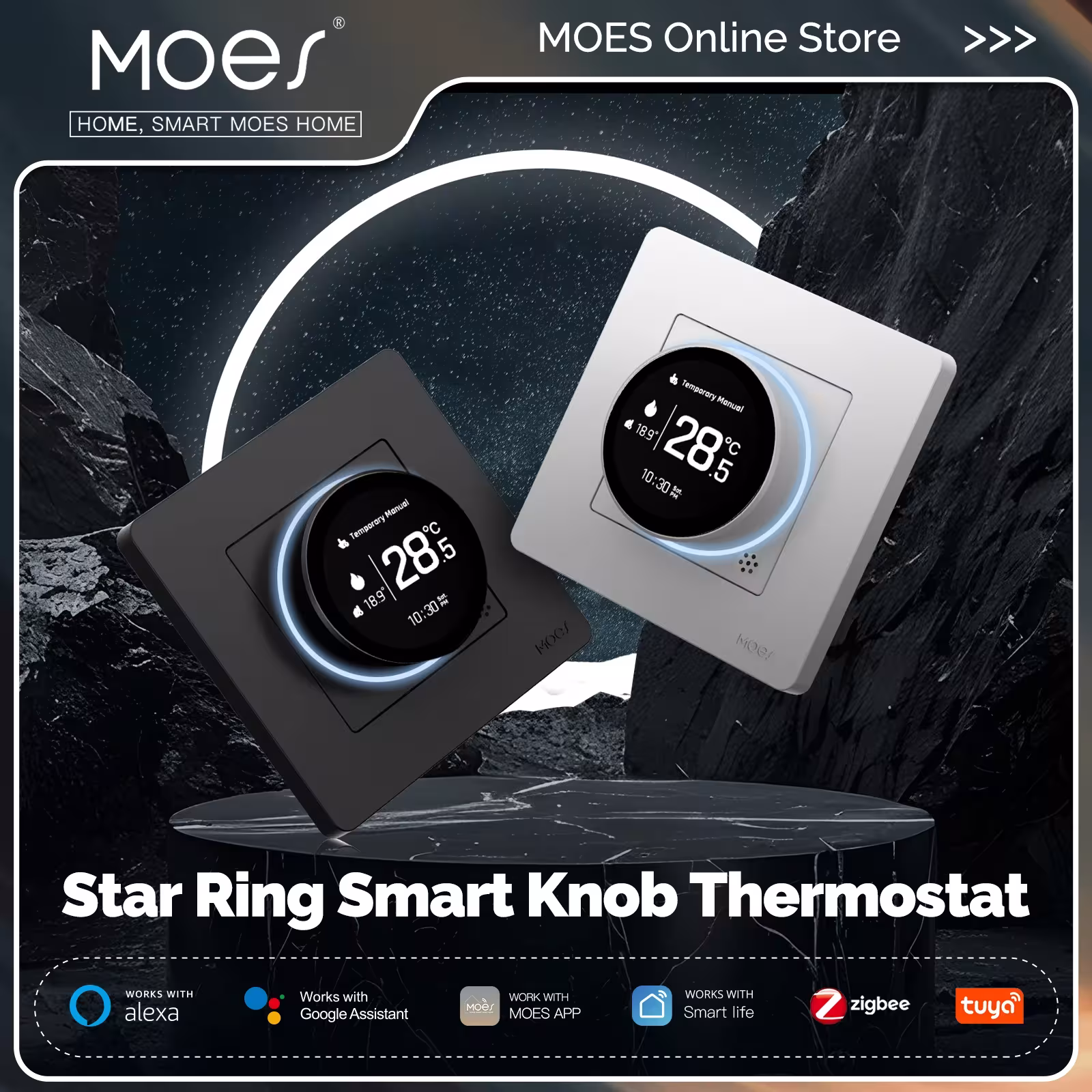 MOES Tuya ZigBee smart thermostat Star Ring Series avec gestion vocale