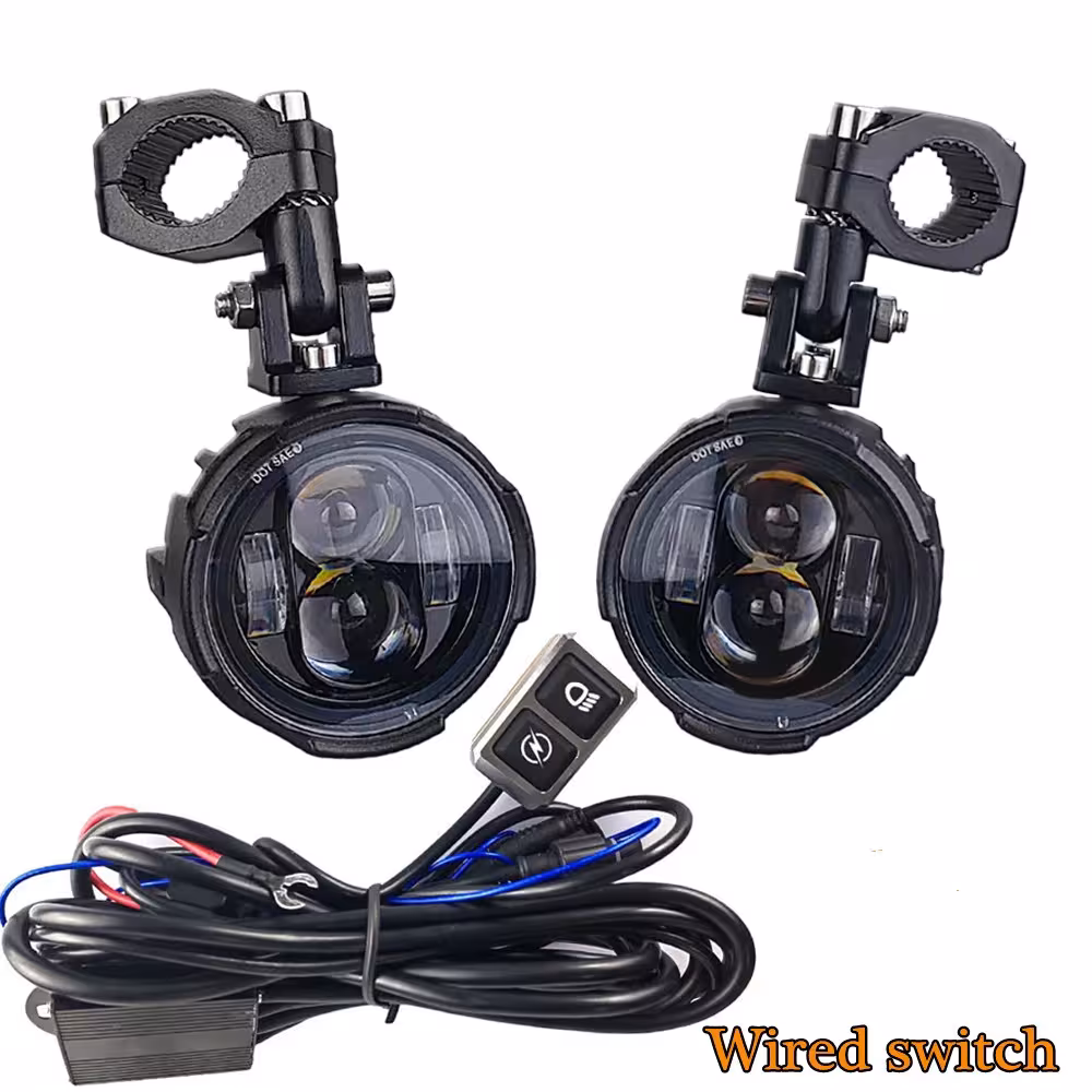 LED 100W motorcycle headlights with double colour and flash function