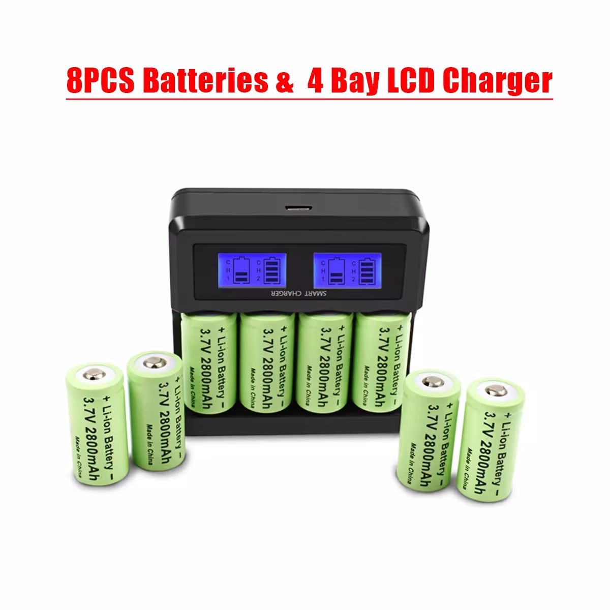 16340 CR123A Įkraunama Baterija 2800mAh 3.7V Li-ion LED Žibintui su Dvigubu Įkrovikliu