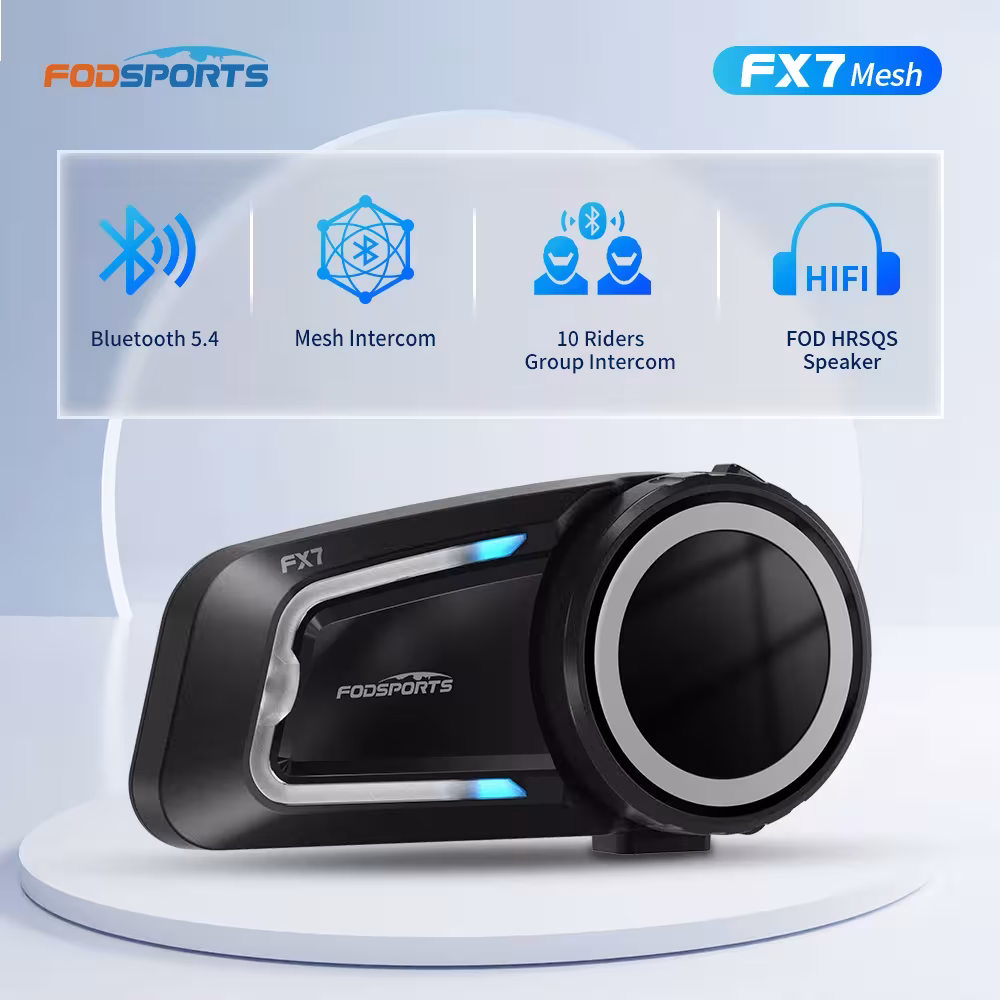 Fodsports FX7 Network Moto Bluetooth Kasko Cuffie Interkom 10 Persone