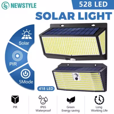 Solar-powered LED sensor light with remote control