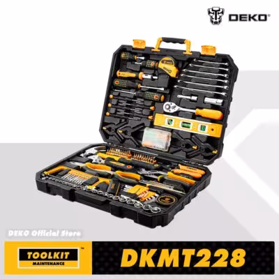 ensemble de clés à douille DEKO DKMT228 avec coffret en plastique pour la réparation automobile et les travaux domestiques, 228 pièces