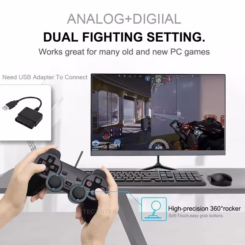 kabelgebundener Controller für PlayStation 2