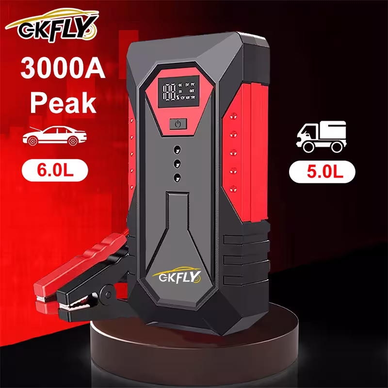 GKFLY automobilio starteris 3000A nešiojamasis akumuliatorius 12V
