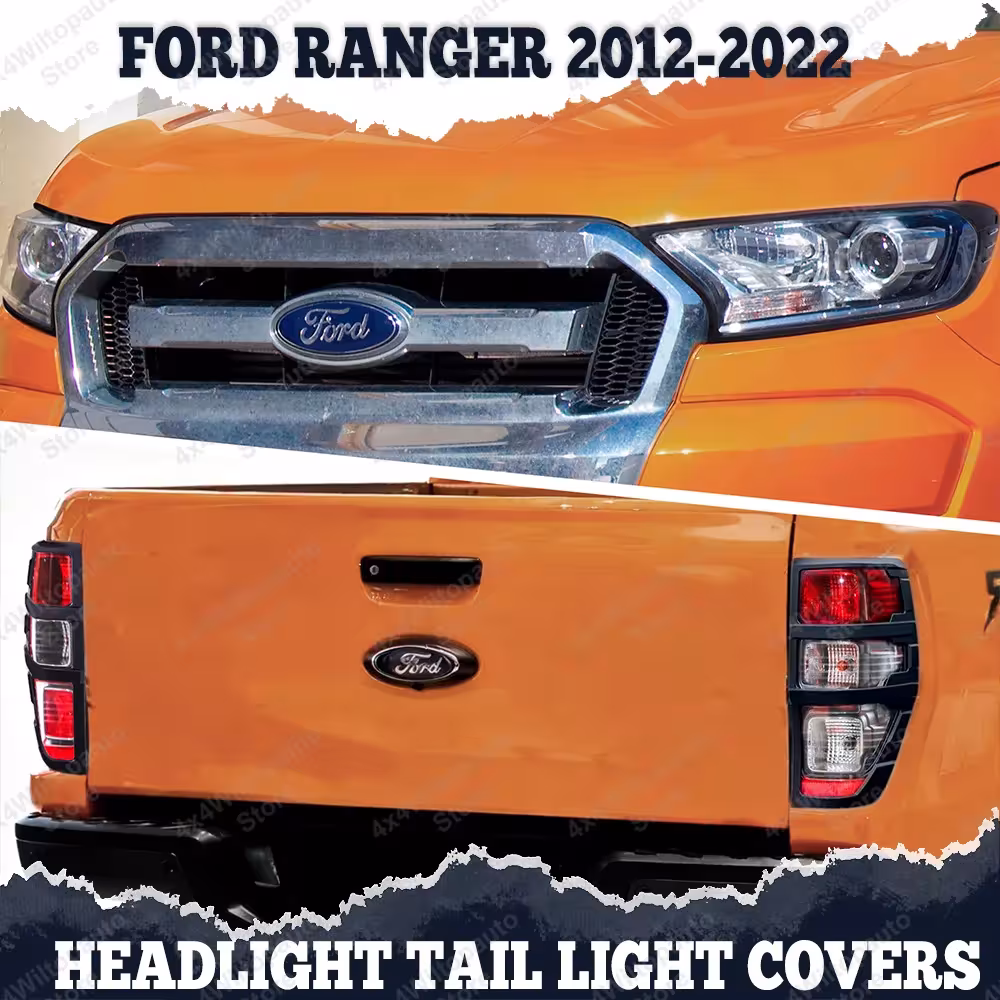 Coperture per fari anteriori e posteriori Ford Ranger 2012-2022, nero opaco