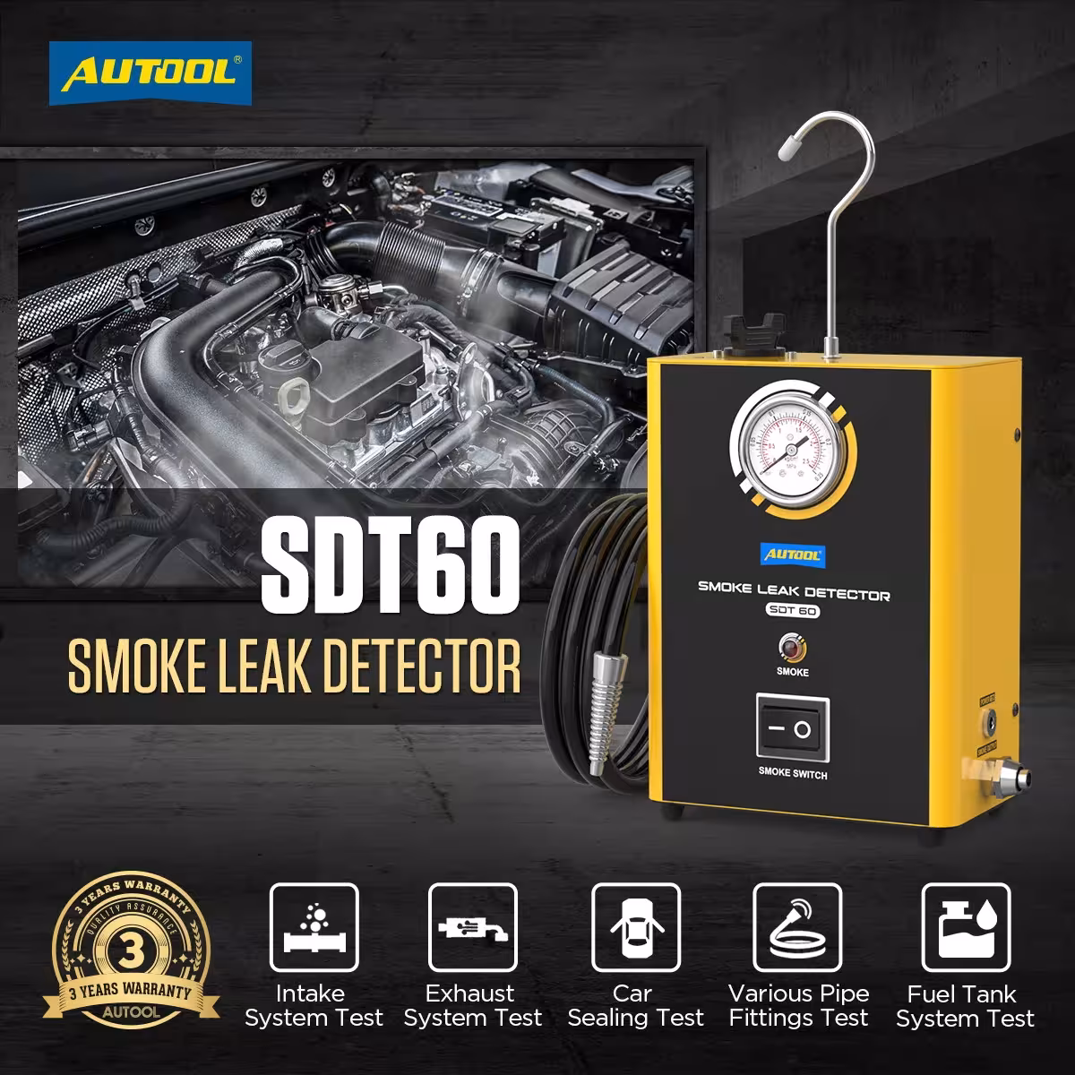dūmų nuotėkio detektorius automobilių