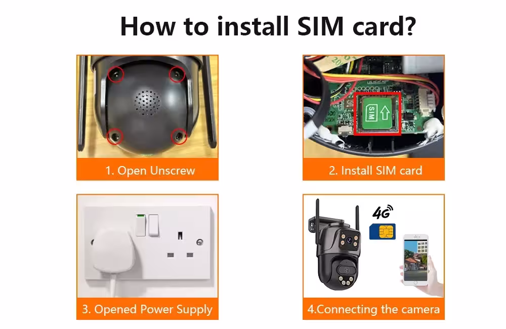 4G SIM kortelės IP kamera