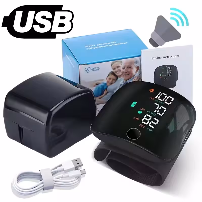 Nešiojamas skaitmeninis riešo kraujospūdžio matuoklis USB Tonometras širdies ritmu