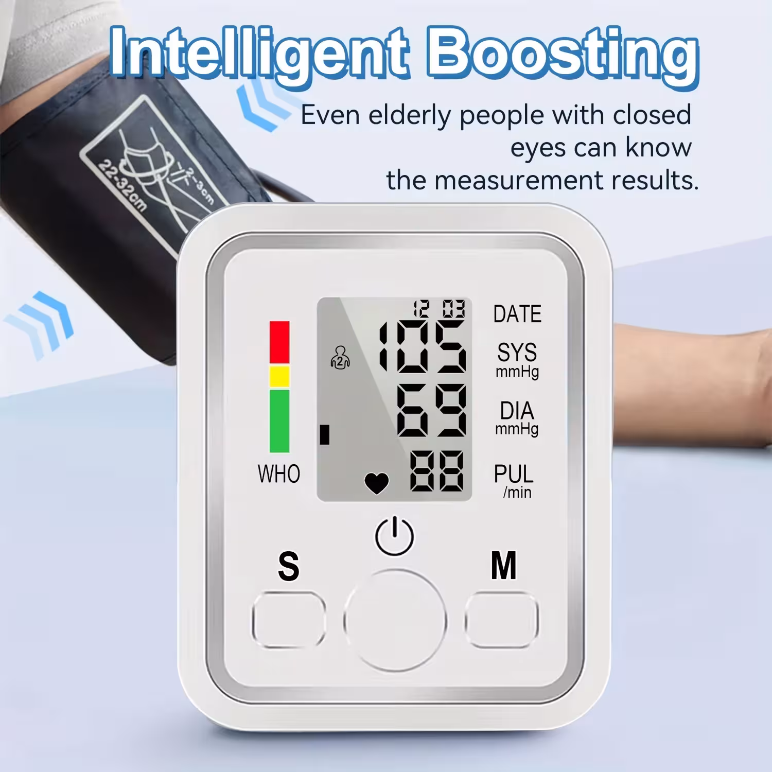 Tensiómetro digital automático con brazalete manual y función de medición de frecuencia cardíaca