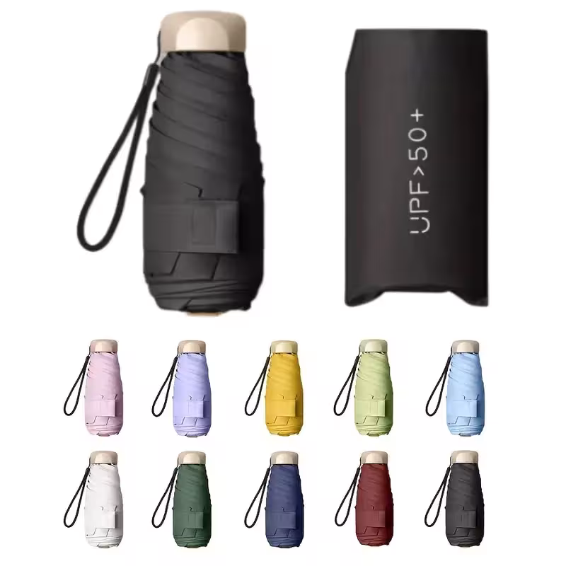 Ultimate protection UV Parapluie compact pliant poignée en acier inoxydable