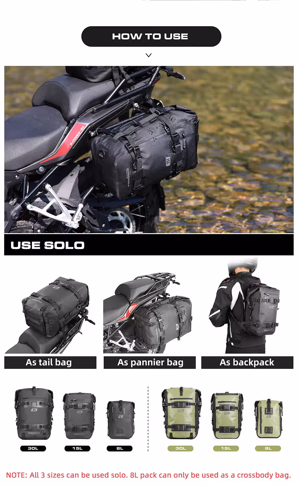 borsa posteriore per moto
