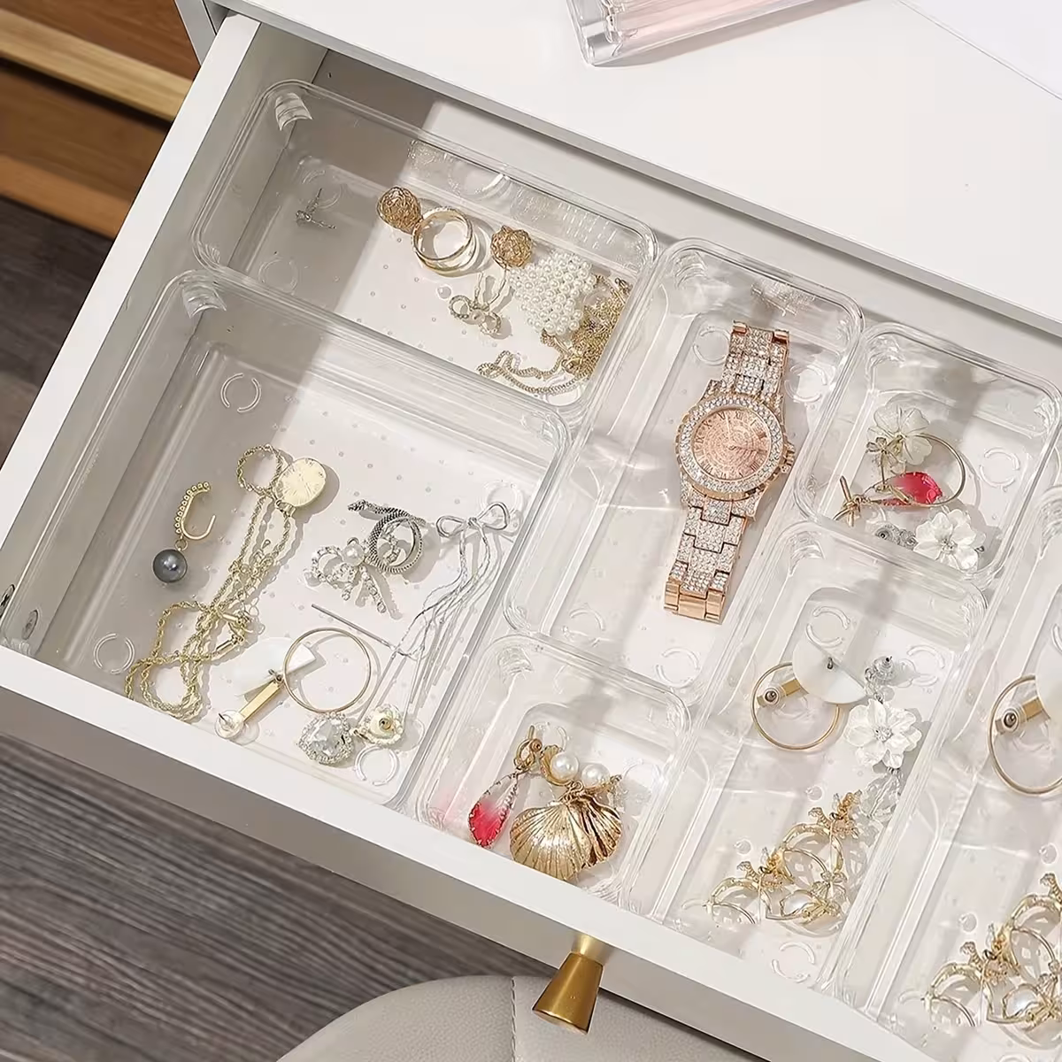 organizzatori per cassetti trasparenti