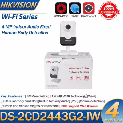Hikvision 4MP WiFi Telecamera IP DS-2CD2443G2-IW rilevamento umano interno in forma di cubo