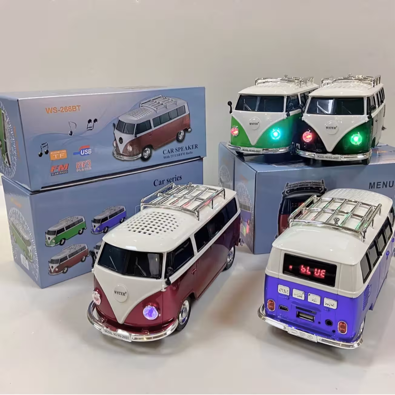 Altoparlante portatile a forma di autobus con slot per scheda TF e Bluetooth 5.3