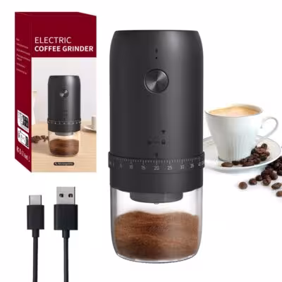 Moulin à café électrique portable avec charge USB, 40 niveaux de mouture