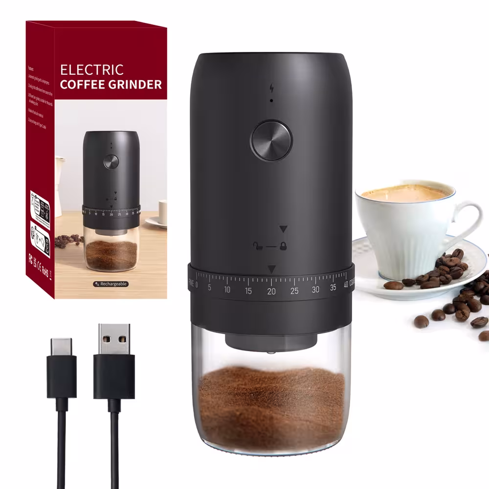 Macinacaffè elettrico portatile con ricarica USB, 40 livelli di macinatura
