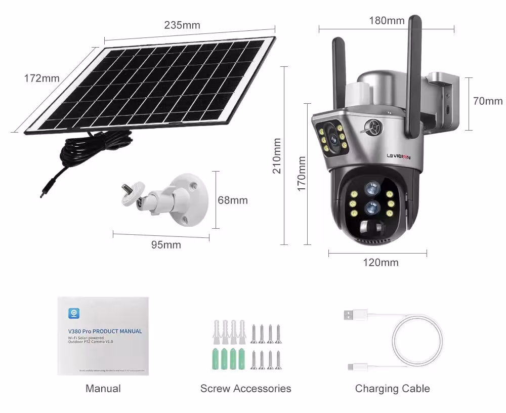cámara de vigilancia de fuentes solares