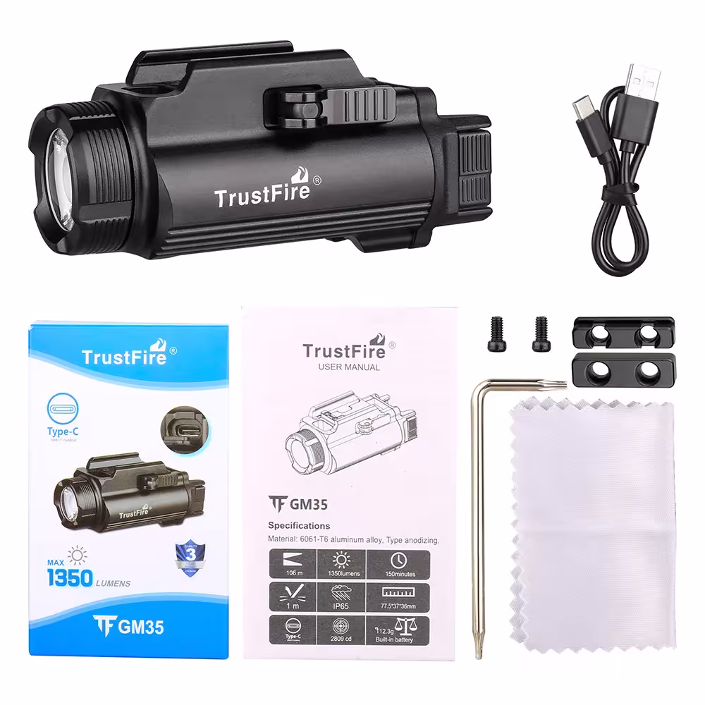 Trustfire GM35 Tactical LED Flashlight 1350 Lumens USB Rechargeable