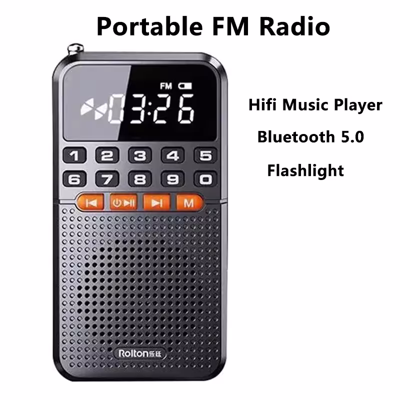 Radio FM portatile con Bluetooth 5.0 e torcia LED