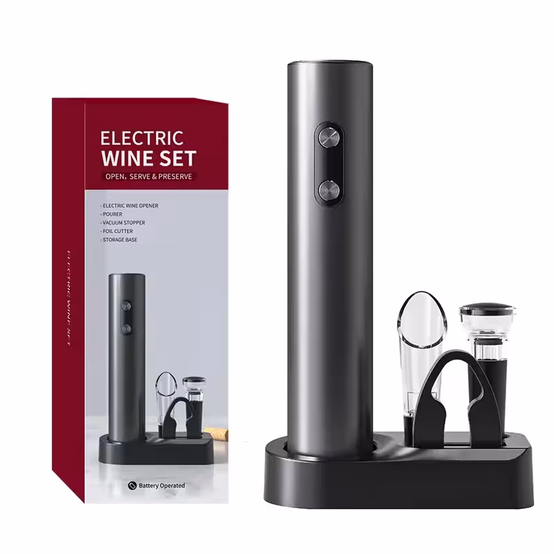 Electric automatic red wine opener set with stop and accessories