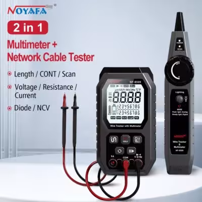 NOYAFA NF-8509 Testeur de câble réseau 2 en 1 avec fonction multimètre numérique