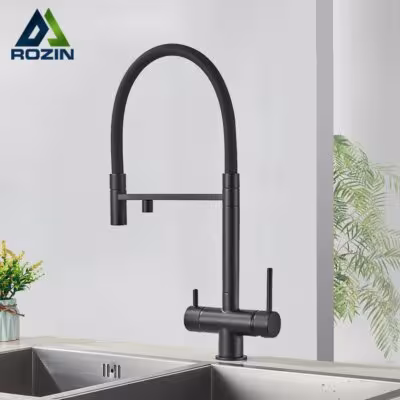 Rosin Filtro de agua mezclador de cocina negro rociador de lavado 2 en 1 limpieza