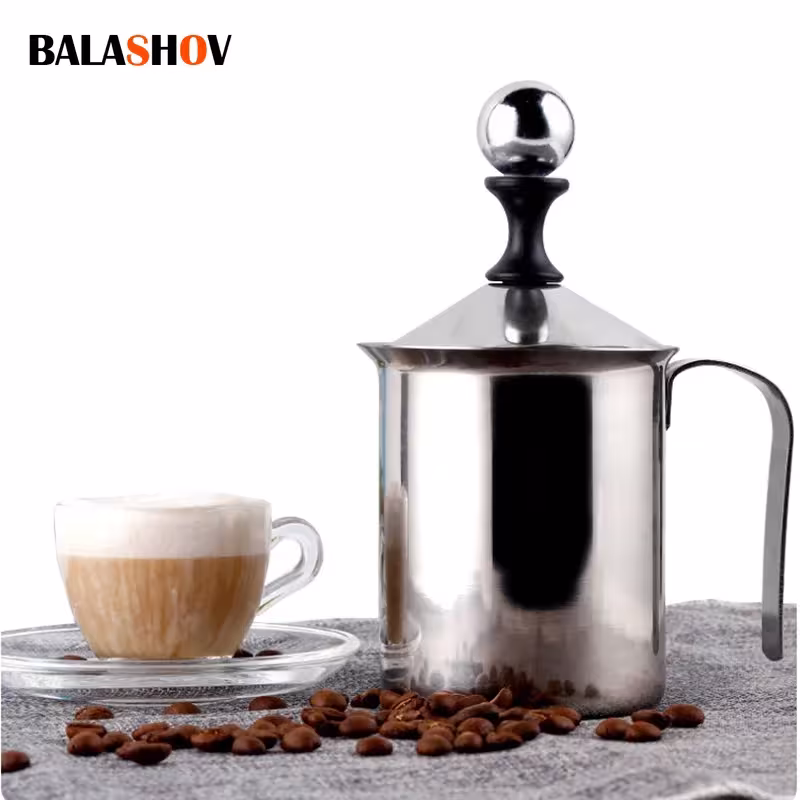 Calentador y espumador de leche de acero inoxidable de 800ml para café