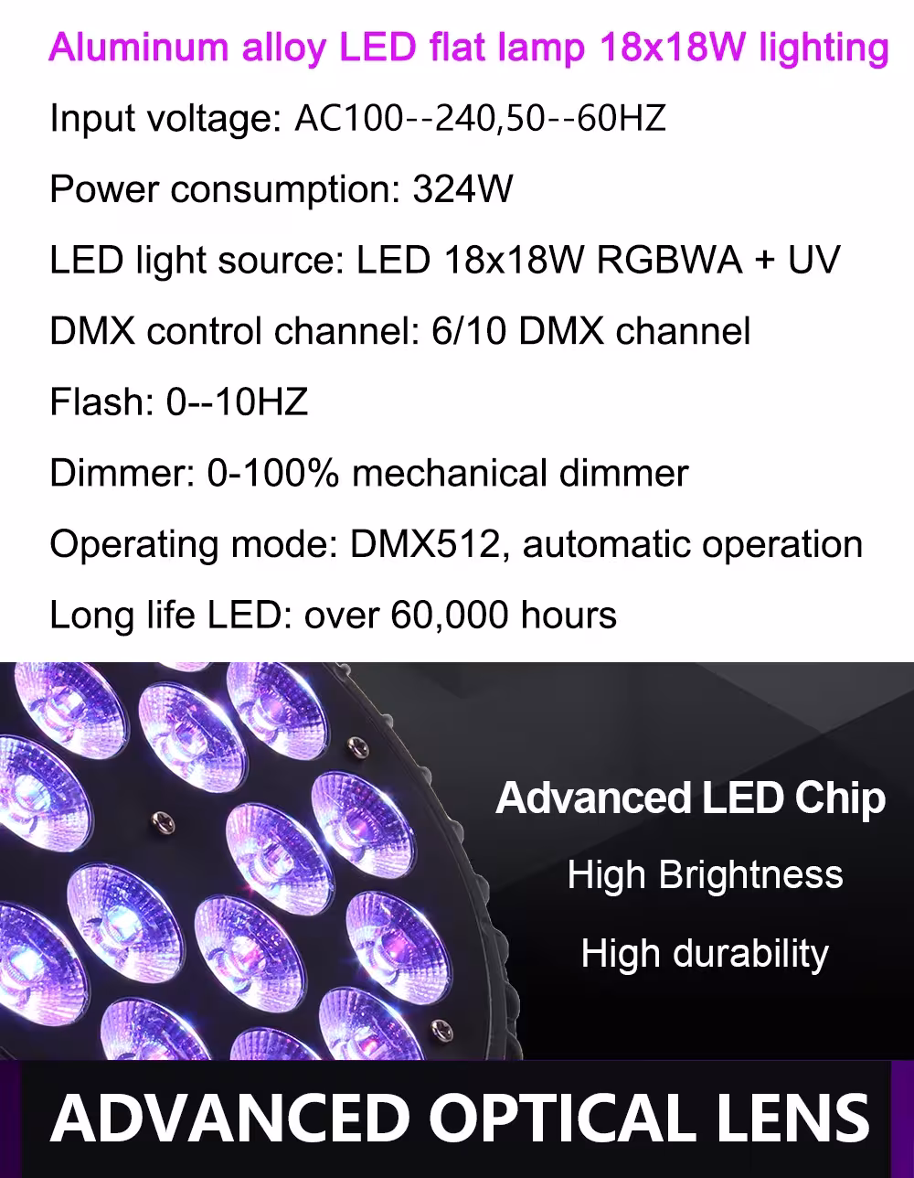 LED Par 18x18W diskotekos apšvietimas