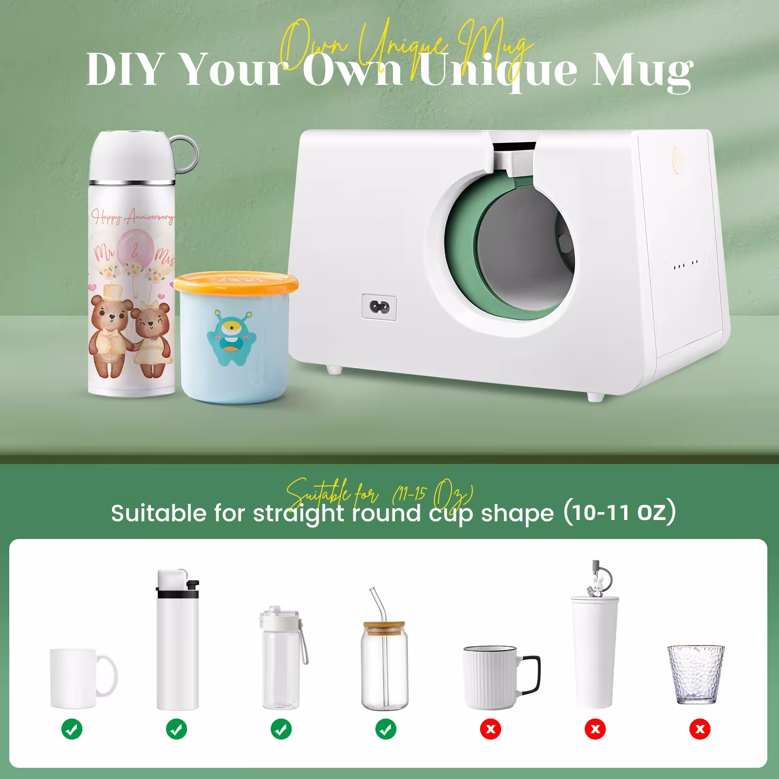 Automatinis puodelio spaudimo aparatas 10-11oz sublimacijos pervedimui su vienu mygtuku