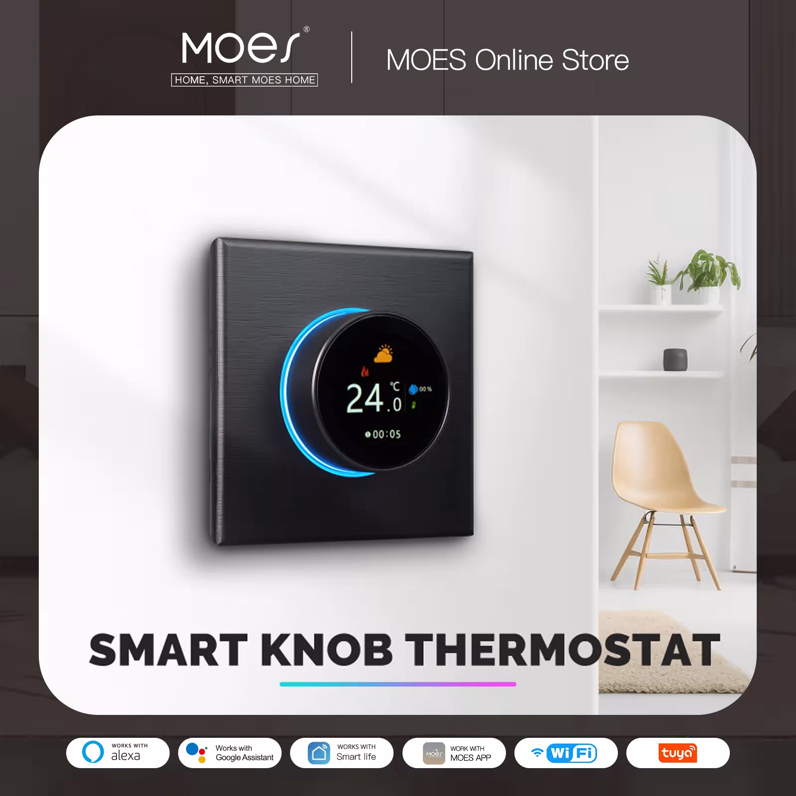 Thermostat intelligent WiFi avec commande vocale