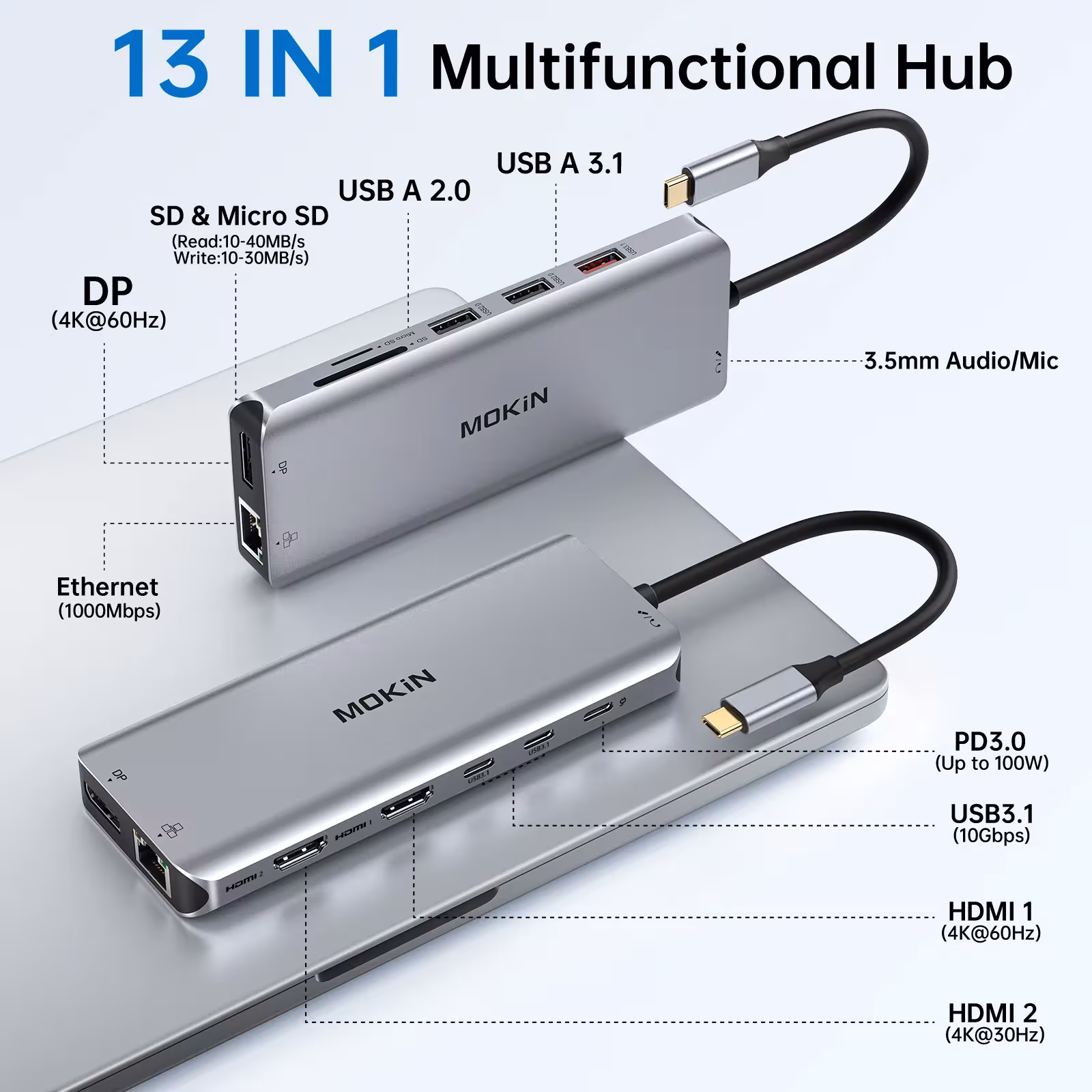 USB Type-C lizdas 14in1
