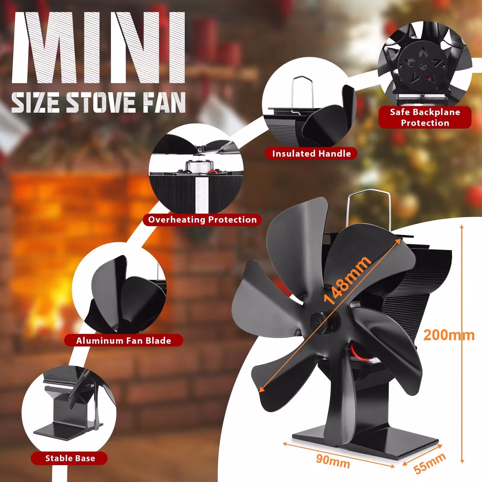 heat powered stove fan