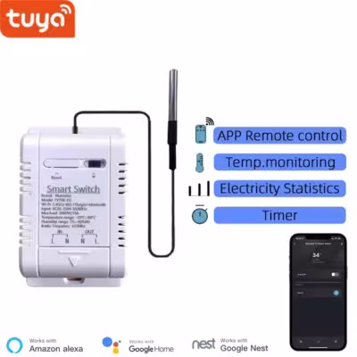 WiFi išmandusis termostatas su temperatūros jutikliu 16A
