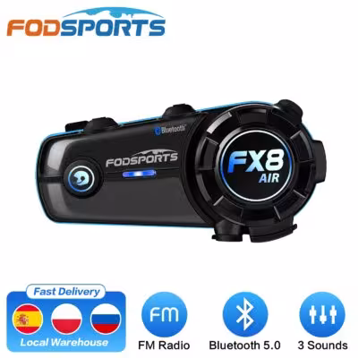 Fodsports FX8 Air motociklo šalmo Bluetooth interkom ausines su FM radiju
