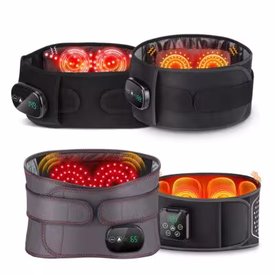 Ceinture de massage chauffante sans fil avec 102 cartes lumineuses rouges et fonction de vibration