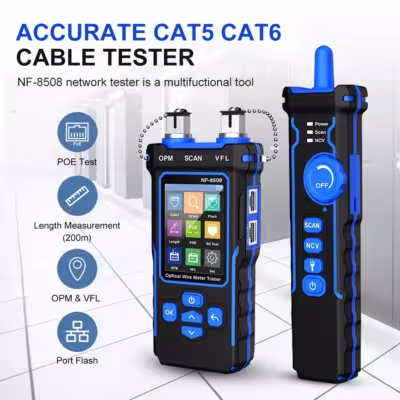 Testeur de câble réseau Noyafa NF-8508 avec fonction de mesure OPM VFL et PoE