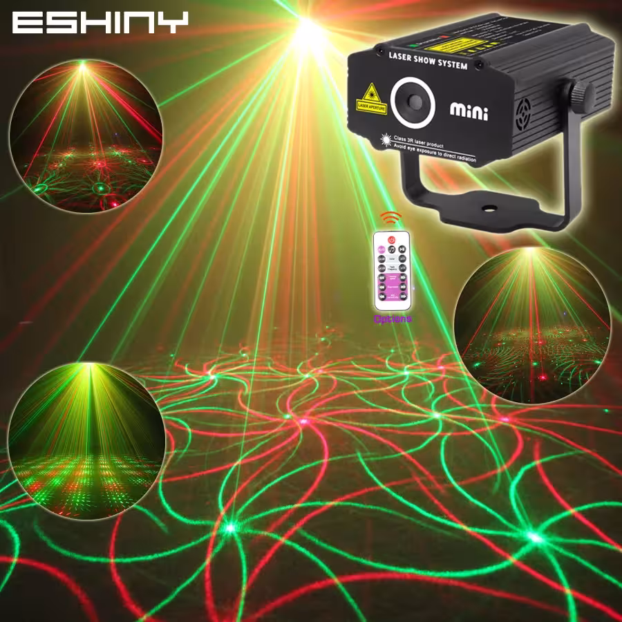 ESHINY Mini 4in1 luce laser da palcoscenico R&G audio stella ragno discoteca DJ club