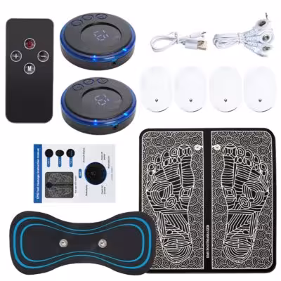 Alfombrilla de masaje eléctrico para pies estimulador EMS con control remoto USB