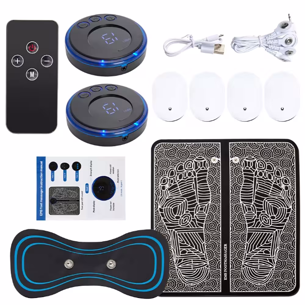 Alfombrilla de masaje eléctrico para pies estimulador EMS con control remoto USB