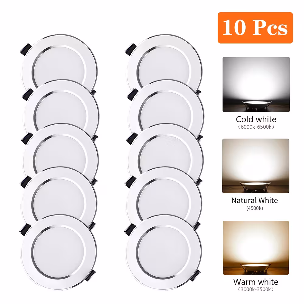 Lámpara de techo LED 5W 9W 12W 15W panel redondo empotrable para sala de estar 10 uds