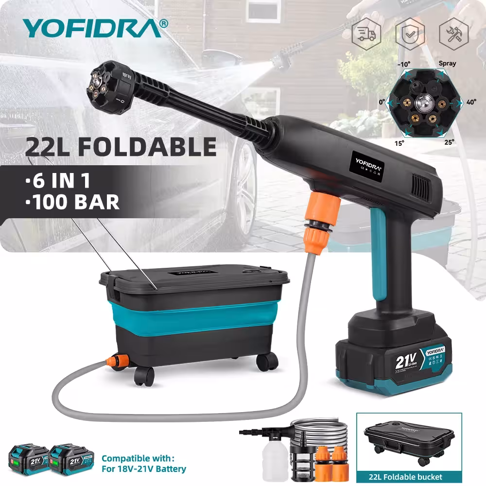 YOFIDRA 100 Bar aukšto slėgio automobilių plovimo pistoletas 22L bake