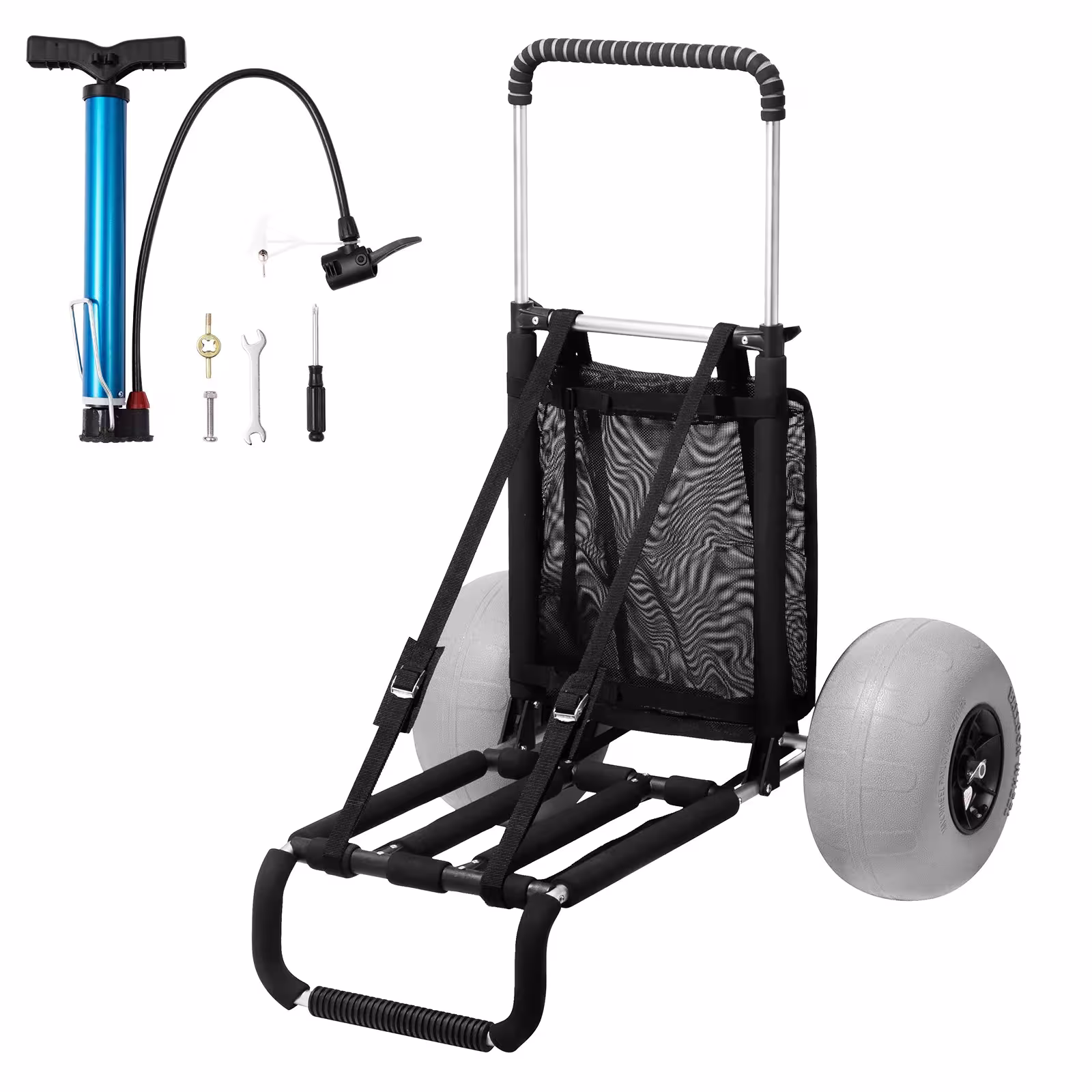 Carrello da spiaggia SucceBuy con ruote grandi 165 kg di capacità piegate