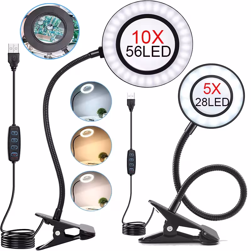 Lente d'ingrandimento con luce 5X/10X 28/56 lampada LED per lettura