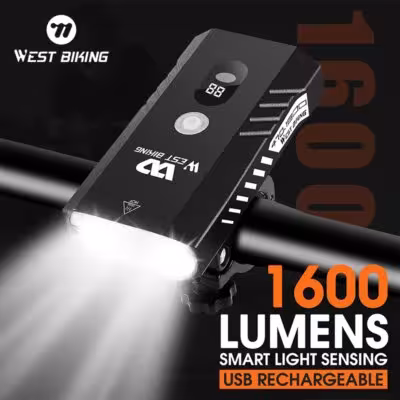 1600 Fluent LED Bike Front Lamp USB rechargeable 5200mAh Water-resistant